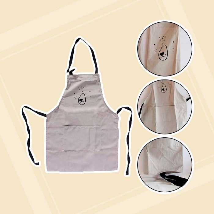 Cotton and Linen Parent Child Apron, Simple and Lovely Apron with Pocket for Painting and Cooking, Artist Apron & Chef Apron, Pack of 2 (Gray)